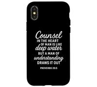 Deep Water Wisdom Christian Bible Verse Écriture Counsel Coque pour iPhone X/XS
