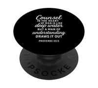 Deep Water Wisdom Christian Bible Verse Écriture Counsel PopSockets PopGrip Adhésif