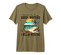 Deep Waters Isaiah 43 Verset de la Bible Foi chrétienne Coucher de Soleil T-Shirt Haut de Gamme