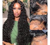 Deep Wave 13x4 Lace Wig Human Hair Perruque Femme Cheveux Humain Bouclée Perruque Bresilienne Sans Colle 28 Pouces 150% Density Glueless Wig Noire Naturelle