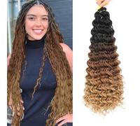 Deep Wave Braiding Hair Ocean Wave Braiding Hair for Black Women Girls Synthetic Water Wave Crochet Hair Extensions for Boho Braids (1B/30/27#, 22inch-6)