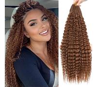 Deep Wave Bulk Hair for Braiding 18 inch No Weft Deep Wave Bundles Curly Braiding Hair Extensions for Boho Braids and Wavy Braiding Hair (P4/30#, 18inch (1pack)) (30#-01, 24 inch (Pack of 8))