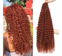 Deep Wave Bulk Hair for Braiding 18 inch No Weft Deep Wave Bundles Curly Braiding Hair Extensions for Boho Braids and Wavy Braiding Hair (P4/30#, 18inch (1pack)) (350#-001, 24 inch (Pack of 8))