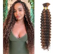 Deep Wave Bulk Hair for Braiding 18 inch No Weft Deep Wave Bundles Curly Braiding Hair Extensions for Boho Braids and Wavy Braiding Hair (P4/30#, 18inch (1pack)) (P4/30#, 22inch (1pack))