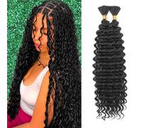 Deep Wave Bulk Hair for Braiding 18 inch No Weft Deep Wave Bundles Curly Braiding Hair Extensions for Boho Braids and Wavy Braiding 2 Braids Per Pack (1B, 18inch (1pack))