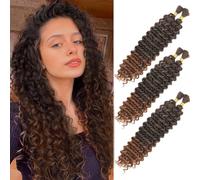 Deep Wave Bulk Hair for Braiding 18 inch No Weft Deep Wave Bundles Curly Braiding Hair Extensions for Boho Braids and Wavy Braiding 2 Braids Per Pack (T30#, 18inch (3pack))