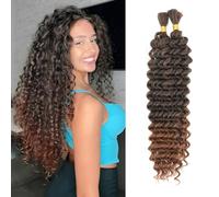 Deep Wave Bulk Hair for Braiding 18 inch No Weft Deep Wave Bundles Curly Braiding Hair Extensions for Boho Braids and Wavy Braiding Hair (P4/30#, 18inch (1pack)) (T30#, 22inch (1pack)))