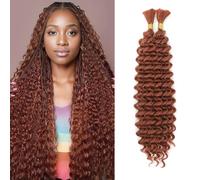 Deep Wave Bulk Hair for Braiding 18 inch No Weft Deep Wave Bundles Curly Braiding Hair Extensions for Boho Braids and Wavy Braiding Hair (P4/30#, 18inch (1pack)) (350#, 22inch (1pack))