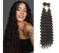 Deep Wave Bulk Hair for Braiding 18 inch No Weft Deep Wave Bundles Curly Braiding Hair Extensions for Boho Braids and Wavy Braiding Hair (P4/30#, 18inch (1pack)) (4#, 22inch (1pack))