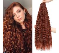 Deep Wave Bulk Hair for Braiding 18 inch No Weft Deep Wave Bundles Curly Braiding Hair Extensions for Boho Braids and Wavy Braiding Hair (P4/30#, 18inch (1pack)) (350#-004, 18 inch (Pack of 8))