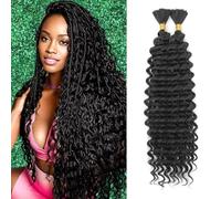 Deep Wave Bulk Hair for Braiding 22 inch No Weft Deep Wave Bundles Curly Braiding Hair Extensions for Boho Braids and Wavy Braiding 2 Braids Per Pack (1B, 22inch (1pack))
