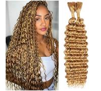 Deep Wave Bulk Human Hair Braiding for Boho Braids Tissage Cheveux Humain Naturels Honey Blonde Braiding 27 No Weft Tissage Bresilien Extension Curly Virgin Hair 100g 2 Braids Per Pack 22 Pouces