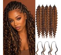 Deep Wave Lot de 100 mèches de cheveux au crochet synthétiques pré-séparés pour femmes noires P4/30