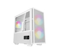 DeepCool CH360 WH Micro Tower Blanc : micro ATX/Mini-ITX, 2x140mm avant, 1x120mm arrière, USB 3.2 Gen 1, USB Type-C, verre trempé, sans alimentation ATX
