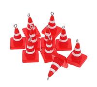 DEEPCRAFF 10 Pièces Breloques en Résine Rouge Forme Cônes de Chantier 3d, Résistantes la Déformation, pour Projets DIY et Porte-clés Créatifs