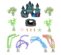 DEEPCRAFF 15 Pièces Décoration D’Aquarium Château et Cachette, Décor | Couleurs Intenses, Ne Décolore Pas L’eau, pour Bac et Aquarium, Lot Corail, Anémone, Étoile