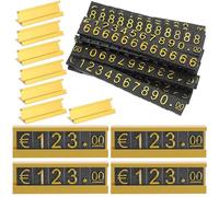 DEEPCRAFF 16 Ensembles Porte-étiquettes de Prix en Métal Doré pour Bijoux Cubes Numériques Réglables, Alliage D'aluminium et Plastique, pour Comptoirs de Vente au Détail