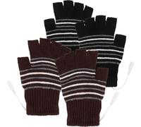 DEEPCRAFF 2 Paires Maille Rayée Mitaines Chauffantes USB pour Hiver | Température Réglable, Tissu Tricoté Respirant, Usage Extérieur et Sports, pour Garder les Mains au Chaud