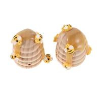 DEEPCRAFF 2 Pièces Décor de Plateau Printanier Figurines Ornementales Décoratives Ruche Abeille en Bois, Forme Nid d'abeille, Fait Main, Décoratif, pour Bureau Cuisine, Style Ferme