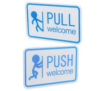 DEEPCRAFF 2 Pièces Panneau Autocollant Pousser/tirer en Acrylique Bleu pour Porte Vitrée, Facile à Nettoyer, pour Devanture de Magasin et Boutique