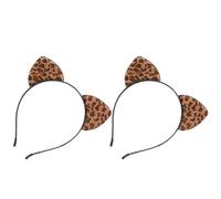 DEEPCRAFF 2 Pièces Serrage-tête et Fixation des Cheveux en Métal et Tissu Oreilles de Chat Léopard Confortable Style Unique pour Costume Party