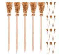 DEEPCRAFF 24 Pièces Crayons Mini Balai en Bois Marron Halloween, Design | Grip Adapté aux Jeunes, Lot Décoratif pour Paquet Présents, Paniers et Loot Bags de Fête