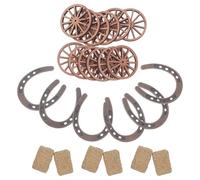 DEEPCRAFF 24 Pièces Décorations Cowboy Mini Bottes de Foin Factices et Roue de Charrette Mini Fer et Bois, Portables et Réutilisables, Thème Western pour Salon et Jardin