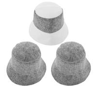 DEEPCRAFF 3 Pièces Bonnet de Sauna en Feutre de Laine, Chapeau Seau Homme | Structure une Pièce sans Couture, Épais et Antidérapant, pour Spa, Banya Russe, Cheveux et Front