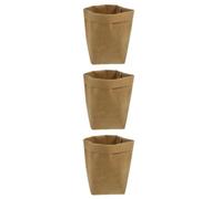 DEEPCRAFF 3 Pièces Paquet en Papier Kraft Lavable pour Rangement et Décoration, Couvercle de Pot de Fleurs Marron Réutilisable 10x10x20 Cm pour Jouets et Aliments