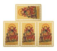 DEEPCRAFF 4 Feuilles Carte Amulette Chinoise Tai Sui, Or | Finition Élégante et Aspect Raffiné, Objet Portable pour Portefeuille et Coffret, Souvenir Solide