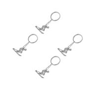 DEEPCRAFF 4 Pièces Porte-clés Figurine de Ski Réaliste en Alliage de | Accessoire Délicat pour Collection Personnelle ou Présent, Résistant à Déformation et Décoloration