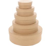 DEEPCRAFF 5 Boîtes Rondes en Carton Kraft pour Biscuits et Bonbons, Résistantes la Compression, Grande Capacité, pour Emballage Cadeau et Expédition