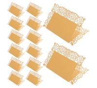 DEEPCRAFF 50 Cartes de Table en Papier Or de Cœur Ajouré, Élégantes et Raffinées, Restent Debout, pour Réceptions et Événements en Plein Air
