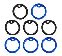 DEEPCRAFF 8 Pièces Protège-étiquette Silencieux en Silicone, Rond Bleu | Design Moderne et Coloré, Usage Intérieur en Appartement, Compatible Anneaux de Harnais pour Animaux