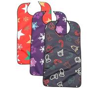 DEEPCRAFF Bavoir en Polyester et Pu et Facile à Mettre Lavable 3 Pièces Réglable et Imperméable de Noël lors des Repas Quotidiens pour Adultes pour Seniors