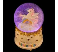 DEEPCRAFF Boîte à Musique en Résine de Verre Boule de Cristal Lumineuse Licorne Créative, Lumineuse et Musicale Élégante Décoration d'anniversaire pour Chambre