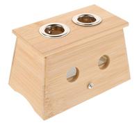 DEEPCRAFF Boîte de Moxibustion Porte-brûleur à Bâtonnets de Moxa en Bois et Aimant, Khaki, 2 Trous, Sangles Réglables, pour Thérapie de Moxibustion et Massage des Points D'acupuncture