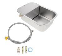 DEEPCRAFF Bol à Eau pour Animaux Automatique Fontaine à Eau pour Animaux en Acier Inoxydable et Plastique, Valve à Flotteur, Grosse Capacité, Argenté, Extérieur, pour Canards et Chats