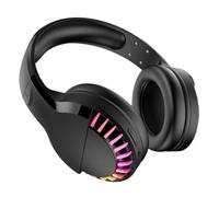 DEEPCRAFF Casque RGB sans Fil et Filaire Double Mode pour Jeu, Noir ABS | Son Basse Profonde, Éclairage Multicolore, USB Plug And Play, pour PC Portable et Consoles 3,5mm