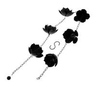DEEPCRAFF Chaîne de Pluie Décorative 6 Coupelles Lotus Élégantes en Fer Noir Résistance Toutes Saisons Éclaboussures pour Drainage Extérieur et Toit de Maison