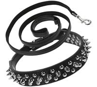 DEEPCRAFF Collier pour Chien en PU Noir Rivets Confortable et Respectueux Peau Accessoire pour Chiots en Usage Quotidien et Festif Lot de 1 Set de Set