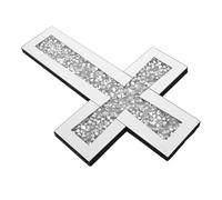 DEEPCRAFF Croix Murale Décorative Chrétienne en Verre et Métal Argenté Incrustation Précise, Montage Sécurisé, pour Décoration Murale Élégante Salon ou Maison