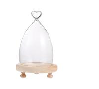DEEPCRAFF Dôme en Verre Cœur Décoratif pour Micro Paysage et Souvenirs | Verre et Bois, Design Élégant pour Étagère et Pièces, Affiche Figurines, Plantes Artificielles