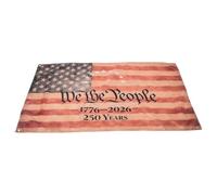 DEEPCRAFF Drapeau Américain Commémoratif 250e Anniversaire pour Décoration Extérieure, Polyester Beige Résistant avec Œillets Renforcés, pour Fête Nationale et Décoration D'anniversaire