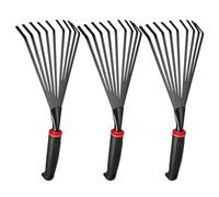 DEEPCRAFF Ensemble de 3 Petits Râteaux à Main en Fer avec Tête Métallique à 9 Dents, Poignée Ergonomique pour Ameublir Le Sol et Désherber Les Parterres de Fleurs à Domicile