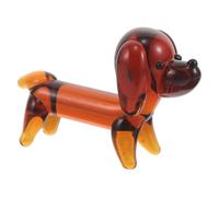 DEEPCRAFF Figurine Miniature de Teckel Décoration Vintage Chaleureuse en Verre Marron Soufflé Main, Design Vivant et Taille Mini pour Bureau ou Étude