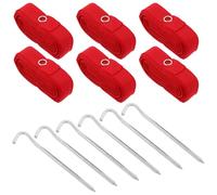 DEEPCRAFF Lignes de Beach-Volley Portables, Lignes de Délimitation du Volleyball Extérieur, 6 Pcs, Rouge, Nylon et Alliage D'aluminium, Ancres de Sol, Installation Rapide, Tournois et Jeux