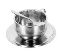 DEEPCRAFF Mug à Café Isotherme 250ml en Acier Inoxydable avec Soucoupe | Double Paroi, Cuillère Incluse, Style Poli Élégant, Empilable, pour Latte, Thé et Réception