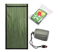 DEEPCRAFF Paquet de Couchage d'urgence en Film Aluminium Léger et Ultra-Fin PE Sifflet Couverture Chaude Vert et Paquet de Rangement Hiver pour Voyage et Aventure Sauvage