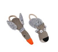 DEEPCRAFF Peluche Couinement Sonore à Mâcher pour Chien en Peluche 2 Pièces Forme Vache pour Chiot et Moyen à Grand